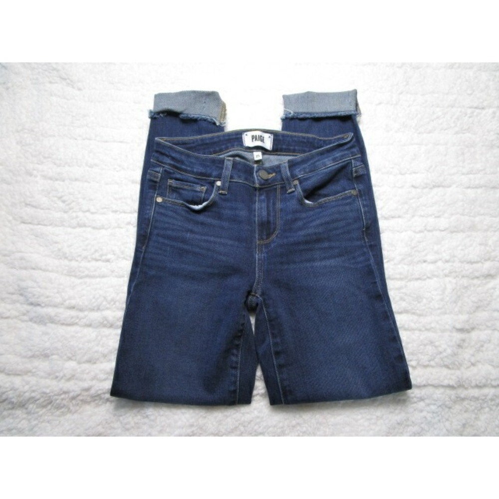 Paige Verdugo Ankle Cuffed Size 25 Womens Jeans Dark Wash Low Rise Skinny Jeans